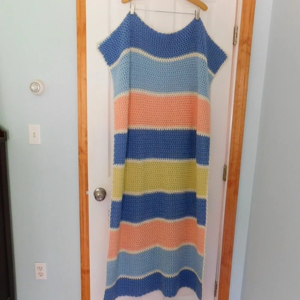 Vintage Handmade Striped Pattern‎ Knit Afghan Throw Blanket 38